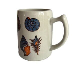 Vintage Ceramic Sea Shells Coffee Mug 4.75" Tall  Beach Stoneware Made in Korea